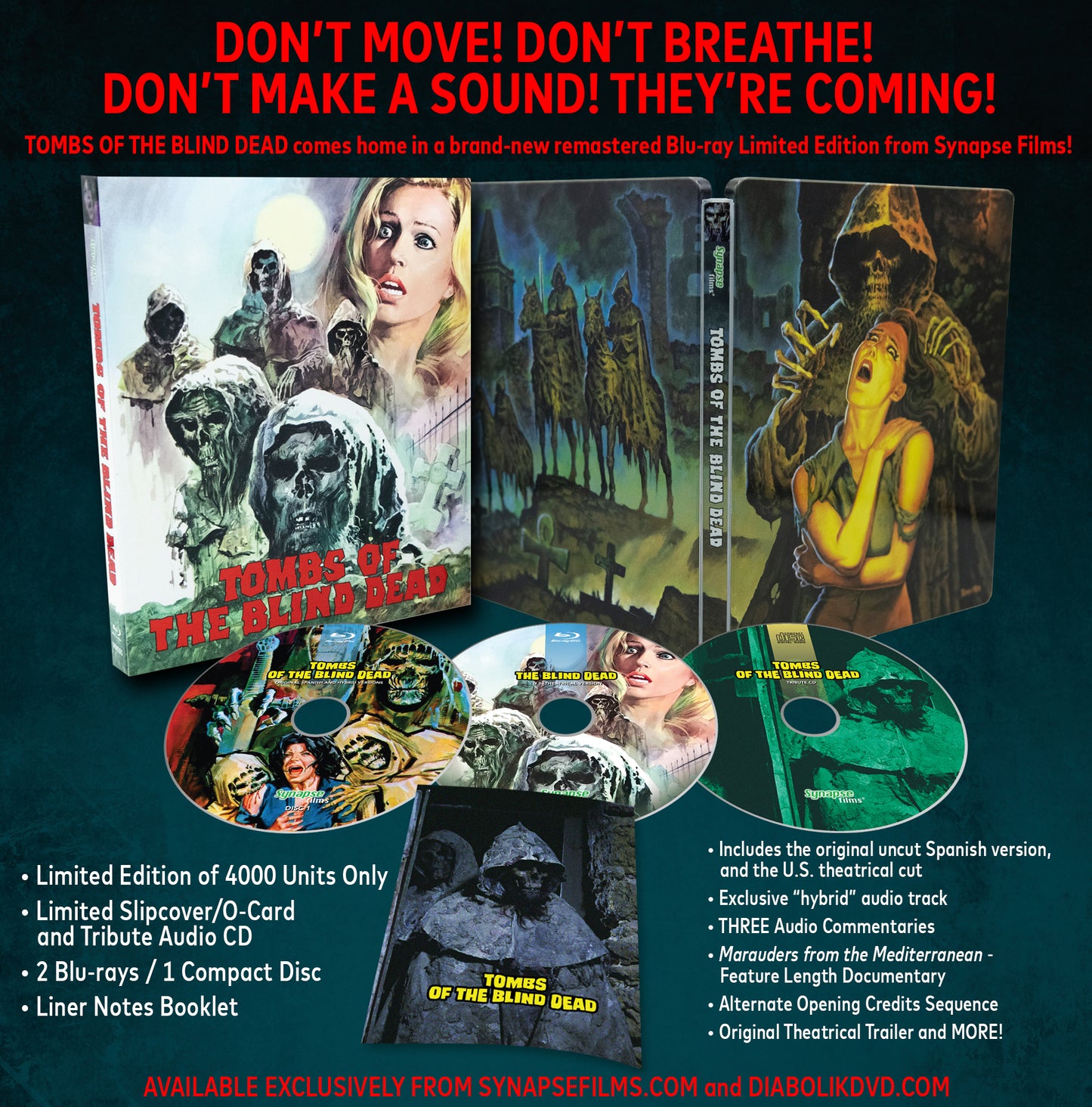 Tombs of the Blind Dead (4000 Piece Steelbook 3-Disc Limited Edition + Slipcover)